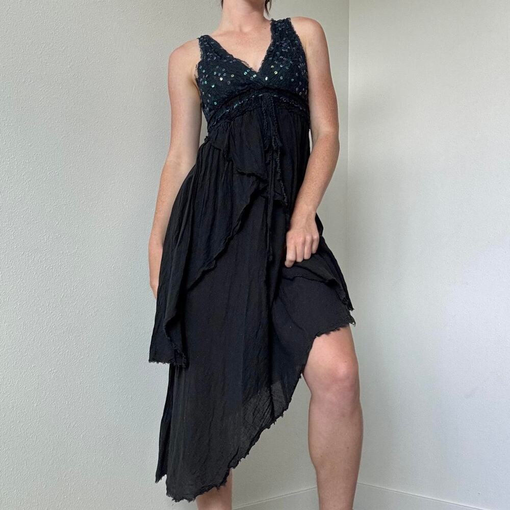 Vintage derek heart asymmetrical black dress